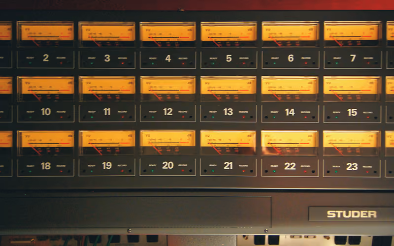 Professional Studer A827 studio tape machine meter bridge for mastering tape saturation settings