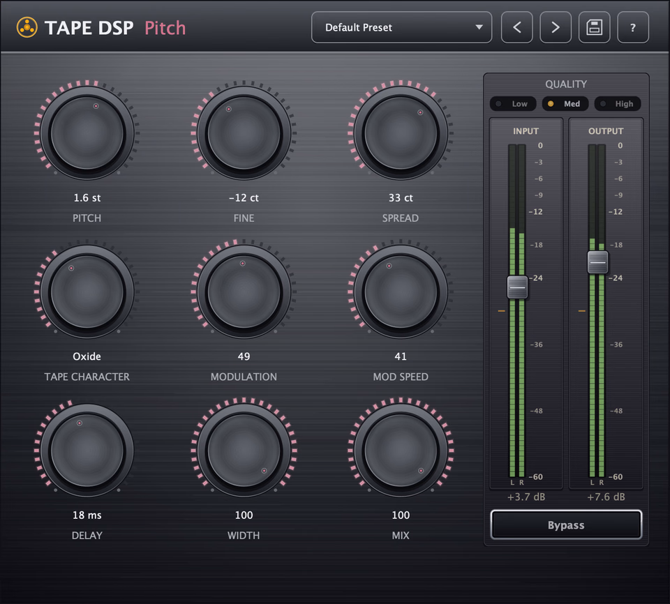 Tape DSP Pitch Shifter plugin interface.